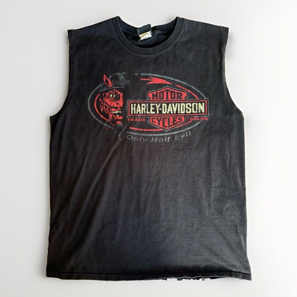 Harley-Davidson Tri-County 30th Anniversary 2015 Muscle Tank Lrg Only Half Evil